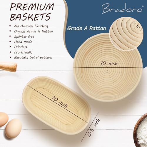 Sourdough Bread Kit with B Anneton Proofing Baskets for Making Perfect Loaves