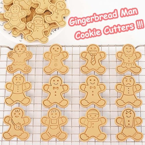 10 Mini Gingerbread Man Cookie Cutters 3D Raised Christmas Ornament
