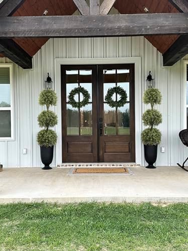 56 Triple Ball Artificial Topiaries 2 Pack UV-Protected Outdoor Plants