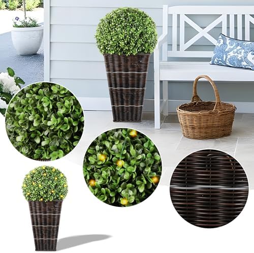 SEVENLOVE Artificial Boxwood Topiary Ball with Lights