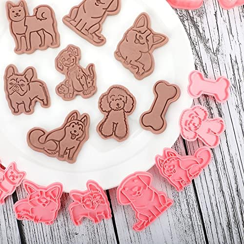 Vesici 8 Pcs Dog Cookie Cutters Funny Cartoon 3D Shapes Set