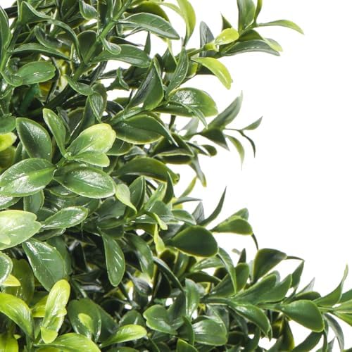 Usego 2-Pack Boxwood Faux Topiary Bushes Black Plastic Pot Faux Shrub 249ft