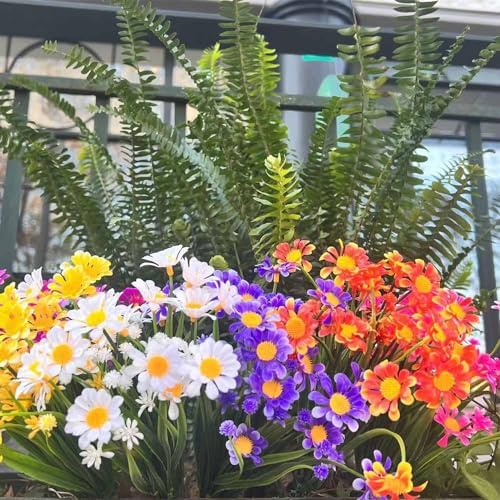 12 PC FAUX PLASTIC Daisy Flowers Outdoor Decor