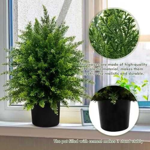 2-Pack Artificial Cedar Topiary Balls for Indoors and Outdoors