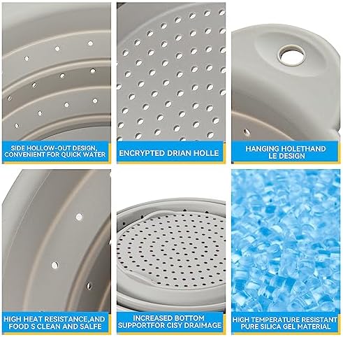 Durable Collapsible Silicone Colander for Kitchen