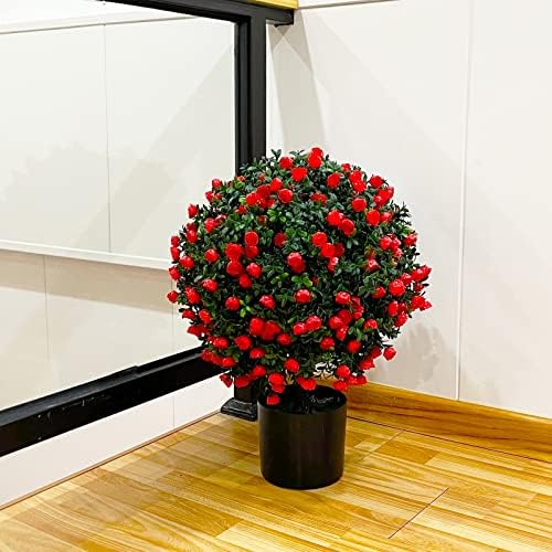 Sunnyglade 216 Tall Artificial Rose Topiary 2-Piece UV-Resistant Potted Set