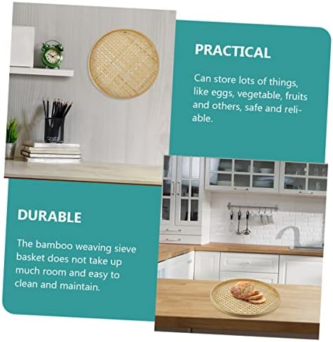 3-Piece Natural Weaving Colander Baskets Traditional Chinese Snack Sieve Storage Baskets