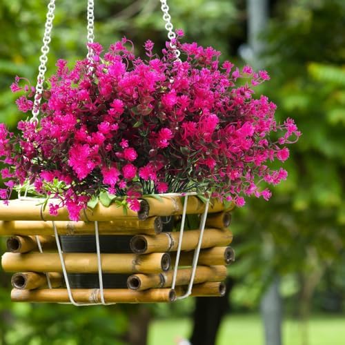 Stunning Fake Boxwood Fuchsia 10-Piece UV-Resistant Decor