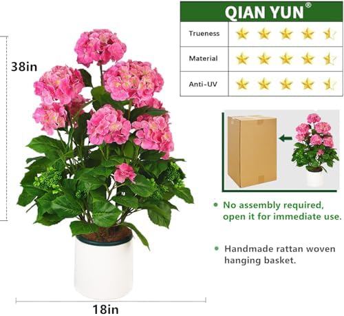 QIANYUN Artificial Hydrangea Topiary 3FT UV Resistant for Home Garden