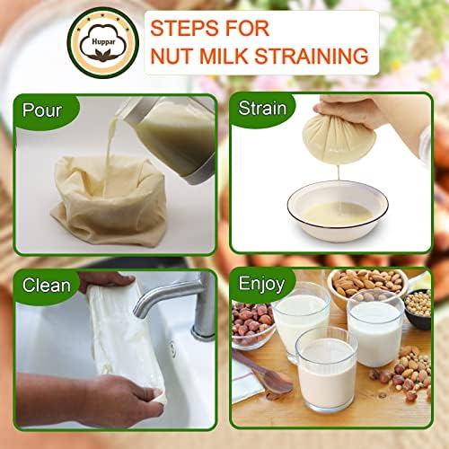 Premium 3-Pack Cotton Nut Milk Strainer Bags