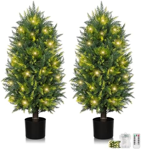 3ft Artificial Cedar Topiary Trees - Front Porch Dcor