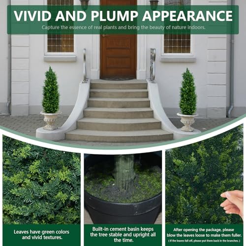 UNADRA Artificial Cedar Topiary 4FT Set of 2