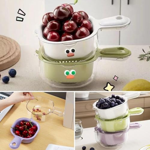 Fruit Strainer Dual-Layer Colander with Handle Kitchen Gadget for