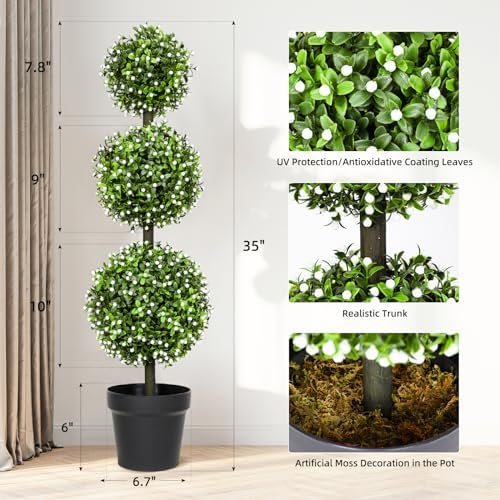 Elevate your outdoor space with Hobyhoons stylish artificial boxwood topiaries