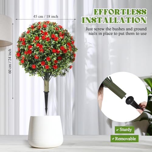 Lunmon Outdoor Artificial Topiary Balls Set of 2 24-Inch