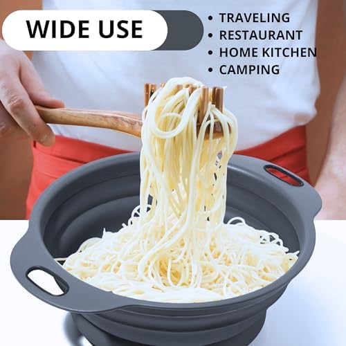 YARRD Space-Saving Silicone Colander with Handle for Kitchen Camping
