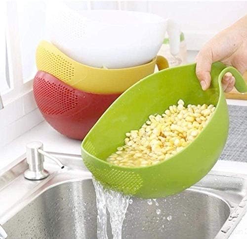 Cool 21 Qt Rice Washer Strainer with Handle Pink