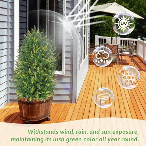 3ft Artificial Cedar Topiary Trees - Front Porch Dcor