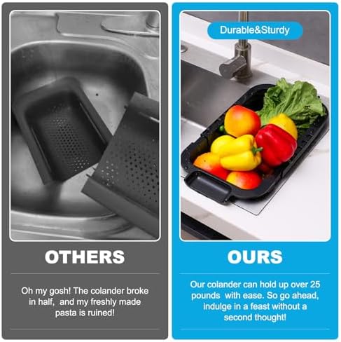 Qozzix Anti-Slip Colander Extendable Sturdy Kitchen Essential