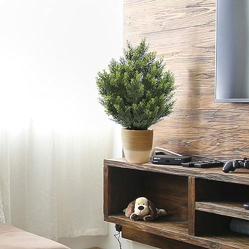 Momoplant Cedar Artificial Bush 24inch 2 Packs Faux Topiary