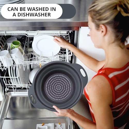 YARRD Space-Saving Silicone Colander with Handle for Kitchen Camping
