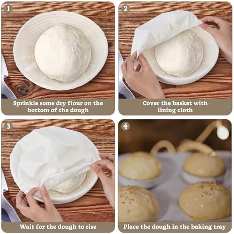 Nisorpa Banneton 4-Piece Sourdough Proofing Basket Set