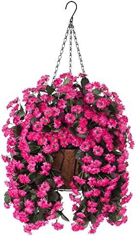 Artificial Hanging Daisies Flowers with Basket for Home Decor