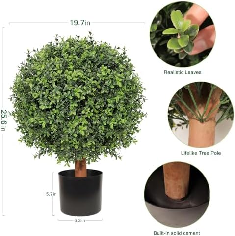 JOZHENJU Artificial Topiary Trees Set of 2 26 T 20 D