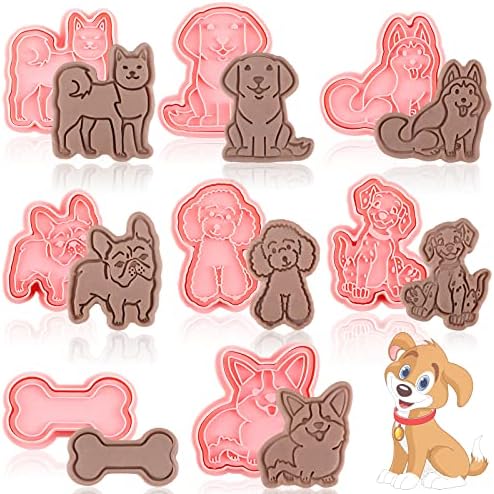 Vesici 8 Pcs Dog Cookie Cutters Funny Cartoon 3D Shapes Set