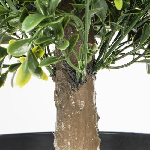 Usego 2-Pack Boxwood Faux Topiary Bushes Black Plastic Pot Faux Shrub 249ft