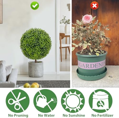 ROOMTEC 2 Pcs 22 Inch Artificial Boxwood Topiary Trees