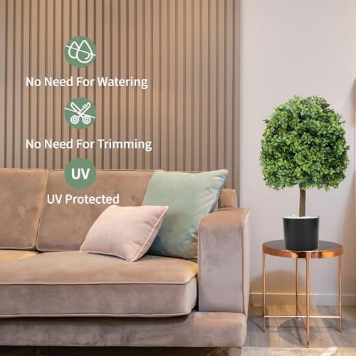 24-inch Real Touch Leaves - Set of 2 Artificial Topiary Trees