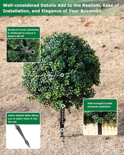 276inch Boxwood Topiary Fake Plant UV Resistant Outdoor Decor