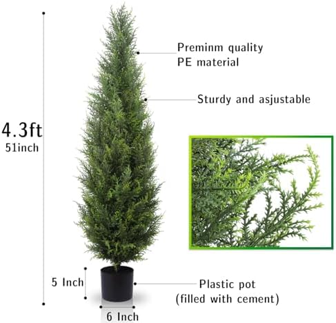 Durable 43ft Potted Cedar Topiary Tree for Indoors Outdoors
