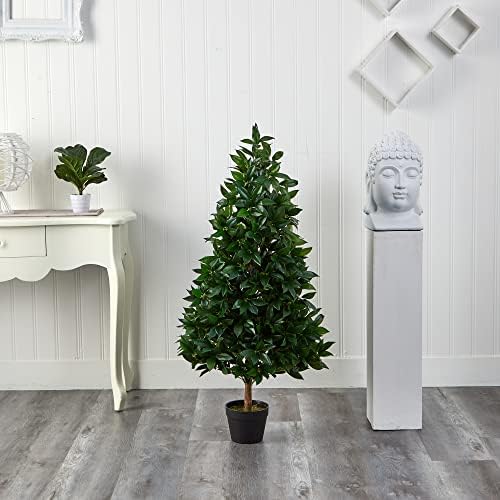 Nearly Natural4-Ft Bay Leaf Artificial Topiary UV-Resistant IndoorOutdoor