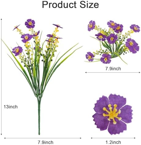 MACTING Fake Plastic Outdoor Flowers UV-Resistant and Durable Purple