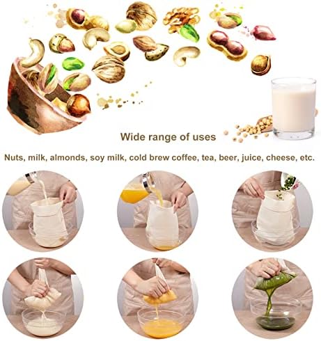 2 Pack Large Cheese Cloth Bags for Nut Milk Straining 12x18