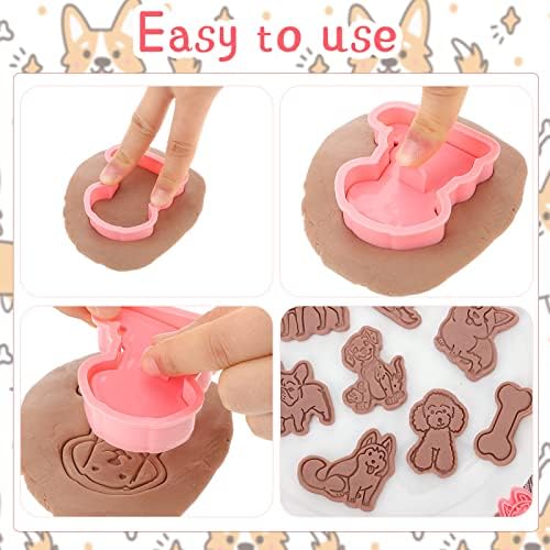 Vesici 8 Pcs Dog Cookie Cutters Funny Cartoon 3D Shapes Set