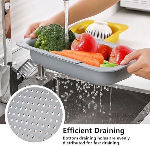 Extendable Sink Colander for Vegetables Pasta Collapsible Strainer BasketBlackDouble sink