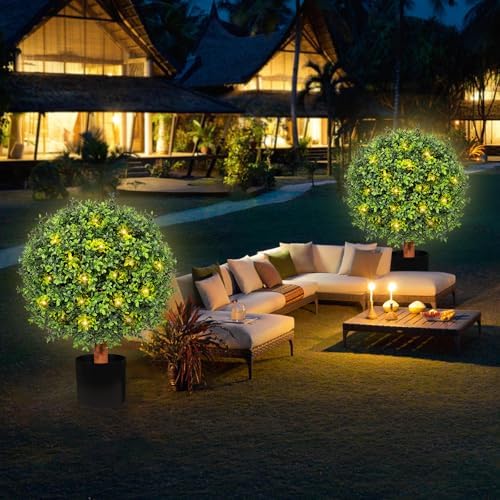 JOZHENJU Artificial Topiary Trees Set of 2 26 T 20 D