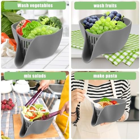Thickened Silicone Drainer Basket 8x5x6inch with Spout for Kitchen Use