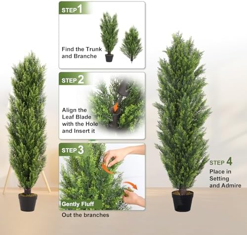 Set of 2 Realistic Cedar Outdoor Topiaries