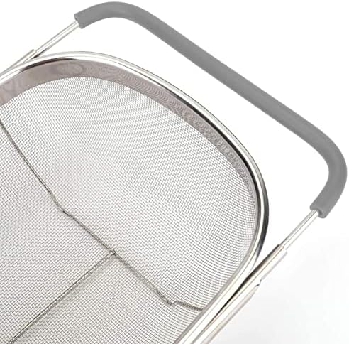 6 Quarts Stainless Steel Oval Over the Sink Colander with Expandable Handle