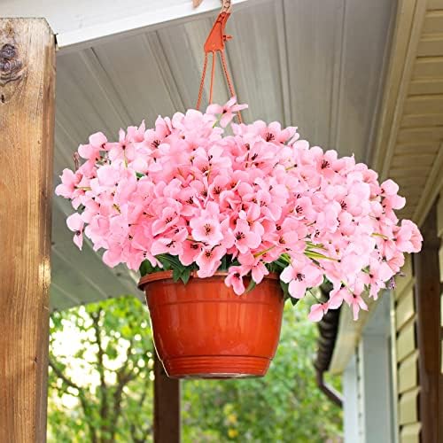 24-Piece UV-Resistant Hydrangea Artificial Flower Bundle for Indoor Outdoor Use Pink