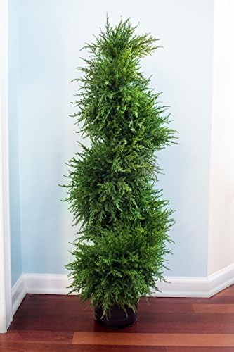 Nearly Natural 43in Cedar Spiral Topiary with LED Lights