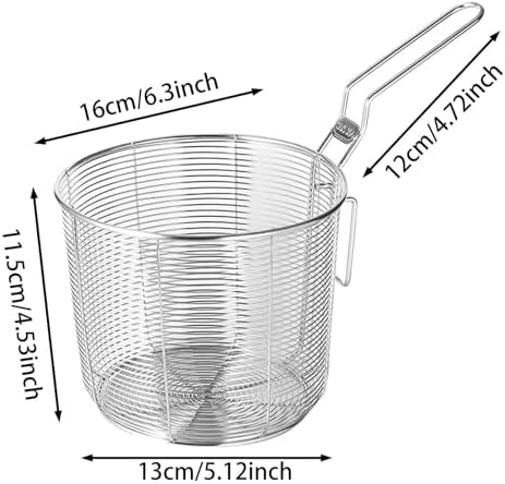 Premium Stainless Steel Frying Basket with Handle - Efficient Noodle Strainer and Colander
