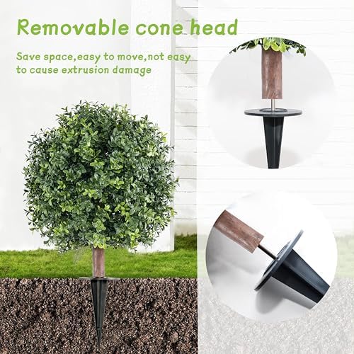 H18 - 12 Boxwood Cone Artificial Topiary with Spike 2 Pack