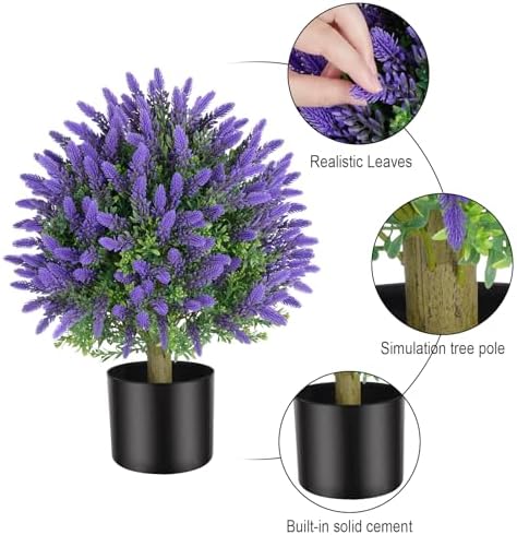 Artificial Topiaries Lavender Ball Trees 2-Pack - 216 Inch Tall
