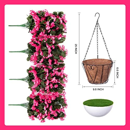 Artificial Hanging Daisies Flowers with Basket for Home Decor