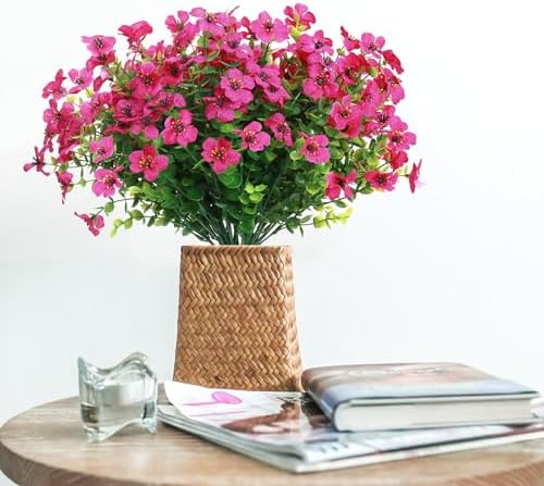 SOMYTING Artificial Azalea Flowers 8 Bundle Set Magenta